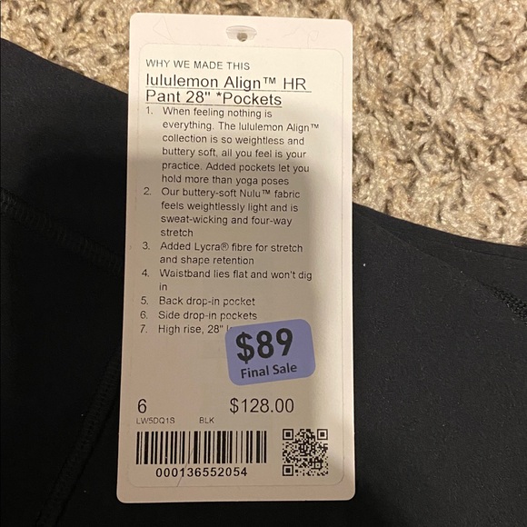 Brand new Lululemon Align HR pant 28” pockets - Picture 8 of 9